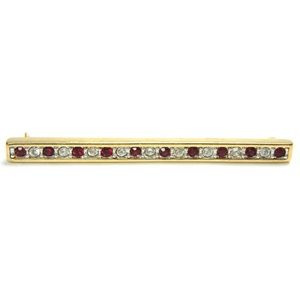 Vintage S.A.L. Bar Rhinestones Gold Tone Brooch